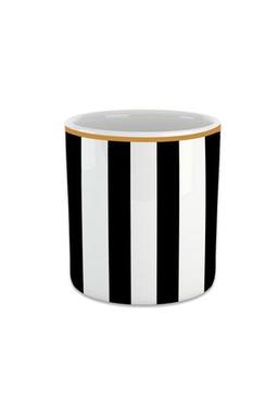 Dikey Siyah Çizgili Espresso, Double Türk Kahvesi Fincanı - Kulpsuz Bardak