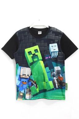MINECRAFT Creeper 3d Baskılı Erkek Çocuk Kısa Kollu T-shirt 5 - 13 Yaş Siyah 6-7 Yaş Beden