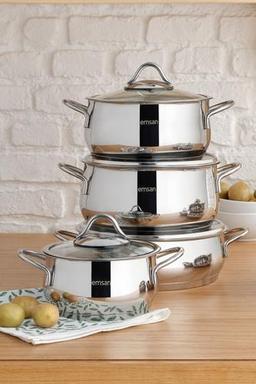 Emsan Cemre Indüksiyon Tabanlı 8 Parça Çelik Tencere Seti