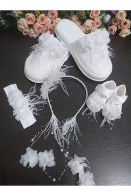 Lohusa Terlik Ve Taç Bebek Patik Ve Bandana Seti