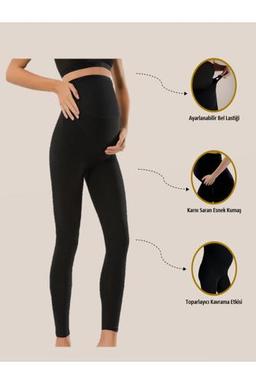 Belly Moon Beli Ayarlanabilir Esnek Toparlayıcı Siyah Hamile Tayt 2XL Beden