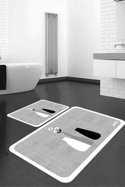 eco concept Banyo Paspası, Kaymaz Taban, Çiçek Desenli, Klozet Takımı, Dekoratif Paspas, Hediyelik, Çeyizlik