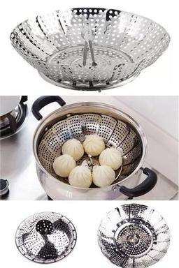 Paslanmaz Buharda Sebze Haşlama Sepeti Katlanabilir Tencere Içi