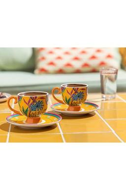 English Home Eotic Wild New Bone China 2'li Kahve Fincan Takımı Sarı