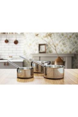 Evse 3 Lü Çelik Sütlük Sosluk Seti Paslanmaz Kaçerola 12-14-16 cm