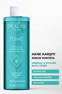 Akne Karşıtı Sebum Kontrol Arındırıcı Tonik Salisilik Asit+ B3 Vitamin + Zinc 200 Ml