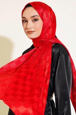 Dama Desen Jakar Sal Kirmizi