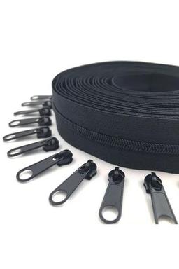 Spotiks FERMİKS 10 METRE SİYAH KALIN DİŞ FERMUAR VE 20 ADET SİYAH BAŞLIK