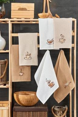 RASERSA 6 Lı Kahve Mutfak Havlu Seti