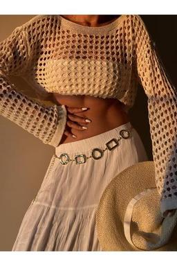 coaksco Yuvarlak Kare Gold Zincir Kemer 100 cm Beden