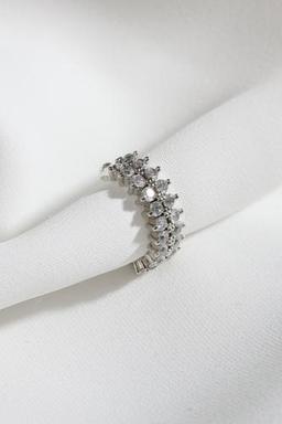 Iki Sıralı Taşlı Tek Sıkıştırmalı Sılver Kıkırdak Küpe