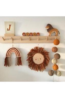 KNK DEKORASYON Doğal Ahşap Moden Tasarım Askılık 7 Askılı Antre Mobilyası - Knk152