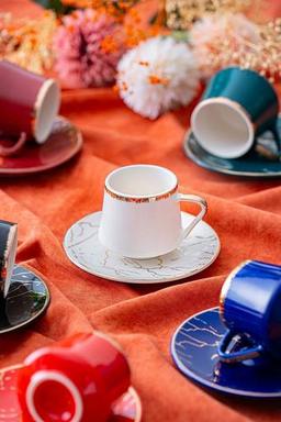 ACAR Milla 6 Kişilik Renkli Kahve Fincan Takımı