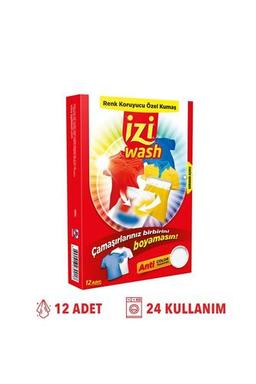 İziwash Doğal Renk Koruyucu Mendil, Doğal Renk Ayırıcı Mendil Çamaşır Makinesi Için, Yerli Üretim, 12 Adet