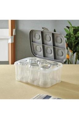 piithalat Bardak Taşıma Kutusu Şeffaf - 6 Bardak Kapasiteli Piknik Kutusu