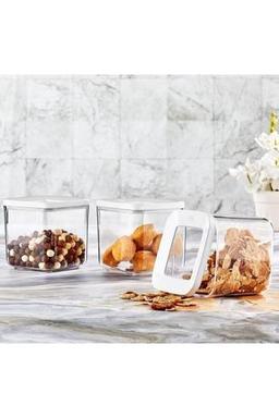 VİP AHMET Beyaz Kare Saklama Kabı 3x700 ml Plastik 3