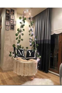 AslanButik Makrome Özel Örgü Salıncak Hamak Pamuk İp 60 X 80