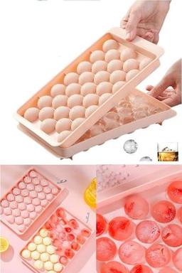 MİLANO HOME Küre Buz Kalıbı Kapaklı 33 Hazneli Yuvarlak Buz Kalıbı Kokteyl Sunum Buz Kalıbı