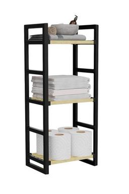 SEOWOOD 3 Katlı Süper Kalite Siyah Masif Ahşap Banyo Düzenleyici Raf