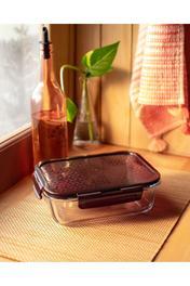 Madame Coco Modena Dikdörtgen Kapaklı Borosilikat Cam Saklama Kabı - 1500ML