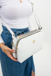 Beyaz Yazı Baskılı Üç Bölmeli Su Itici Omuz Çapraz Askılı Kaliteli Çanta