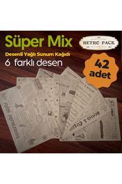 Süper Mix Kutu - 1 Kutuda 42 Adet Desenli Yağlı Kağıt - 6 Farklı Desen