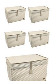 ALAS 5 Adet - Kapaklı Çok Amaçlı ( Çamaşır-saklama-düzenleme Vb.) Hurç, Kutu Mini 40x30x26 - Kahverengi