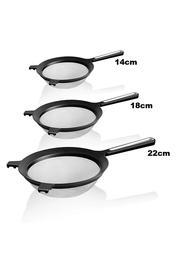 Mutfak Köşesi Tencereye Takılabilen 3 Boy Tel Süzgeç Seti-Un Eleği-Süzgeç-Kevgir 22cm-18cm-14cm