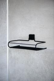 Hagen Ömür Boyu Paslanmaz Şampuanlık Raf, Baharatlık, Mutfak Rafı, Yapışkanlı Raf Siyah