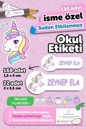MSticker Okul Etiketi Kalem Defter isimli Etiket Isim Yazılabilen Sevimli Unicorn - 190 Adet Özel Yeni Tasarı