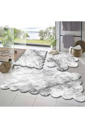 Sarar 3'Lü Set Kaymaz Taban Banyo Paspası Halısı 50x50 (yuvarlak papatya ) --50x60(LAZER)- -60x100 (LAZER)