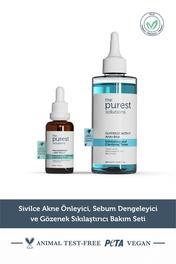 The Purest Solutions Sivilce Akne Karşıtı Sebum Dengeleme ve Gözenek Sıkılaştırmaya Yardımcı Bakım Seti 30 ml + 200 ml