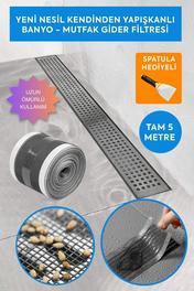 TARZMİNA TİCARET YENİ NESİL KENDİNDEN YAPIŞKANLI BANYO - MUTFAK GİDER FİLTRESİ (1 ADET-5 METRE)