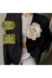 CHANCE GİFT Elegant İğneli Yaka Çiçeği İNCİ TAŞLI Çiçek Broş Kumaş Yakagülü Ceket Elbise Şapka İçin Şık Aksesuar