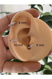 KARARMAZ ZİRKON TAŞLI HALKA TRAGUS HELİX CONCH LOBE ROOK UYUMLU 1 ADET PİERCİNG KÜPE