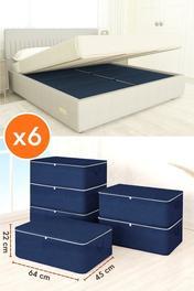 6 Adet Lüks Büyük Boy Lacivert Bazaaltı Hurç 64 X 45 X 22 Cm