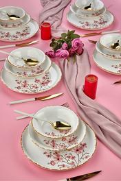 Sakura Çiceği Lüx Seramik 18 Parça Yemek Takımı, 6 Kişilik Yemek Takımı