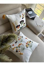 Reset Starstalıa Home Beyaz Kumaş Punch Nakışlı 2 Adet Kırlent Kılıfı 43 x 43 Beden