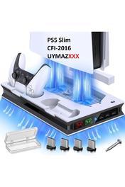 Ps5 Fonksiyonel Fanlı Şarj Standı Led Göstergeli Dijital Ve Cd Li Sürüm Ps5 Fat Cfı-1216 Uyumlu