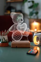 Modiwa Design Sevgiliye Hediye 3d Aşk Ayıcık 16 Renk Dekoratif 16 Renkli Led Lamba