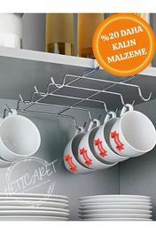 Dolap Içi Raf Altı 10 Kancalı Kupa Bardak Fincan Askısı - Metal Kupa Askılığı