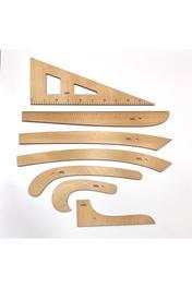 Tansel Tuhafiye 7’li Ahşap Riga Takımı 4mm Çift Taraflı - Riga Cetveli - Riga Seti