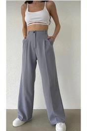 Hazel Kadın Antrasit Yüksek Bel Palazzo Pantolon 38 Beden