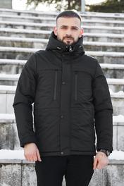 freemen Erkek Siyah Içi Polarlı Su Ve Rüzgar Geçirmez Kapüşonlu Kışlık Mont & Kaban & Parka L Beden