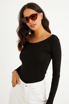 Kadın Siyah Prenses Yaka Uzun Kol Badi