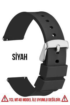 Tcl Movetime Mt42x Family Saat Uyumlu Siyah Renk Silikon Kordon Kayış A71gms