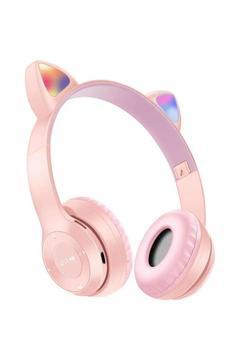 Kedi Kulaklığı Bluetooth Bağlantılı Sd Girişli Hd Ses Kedi Tasarım Ayarlanabilir Işıklı Kulaklık BT5