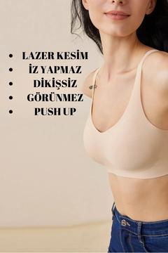 Lazer Kesim Dikişsiz Pedli Yumuşak İz Yapmaz Balensiz Invisible Görünmez Push Up Toparlayıcı Sütyen