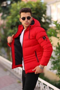 Su Ve Rüzgar Geçirmez Erkek Kapüsonlu Kışlık Mont Şişme Mont