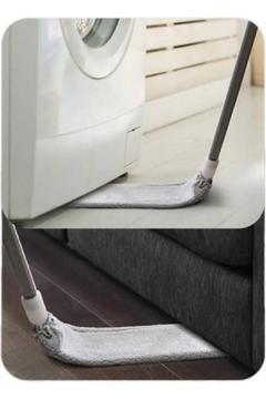 1 Yedekli Pratik Mikrofiber Başlıklı Dip Köşe Raf Ulaşılamıyan Yerler Için Esnek Toz Mop Uzun Saplı